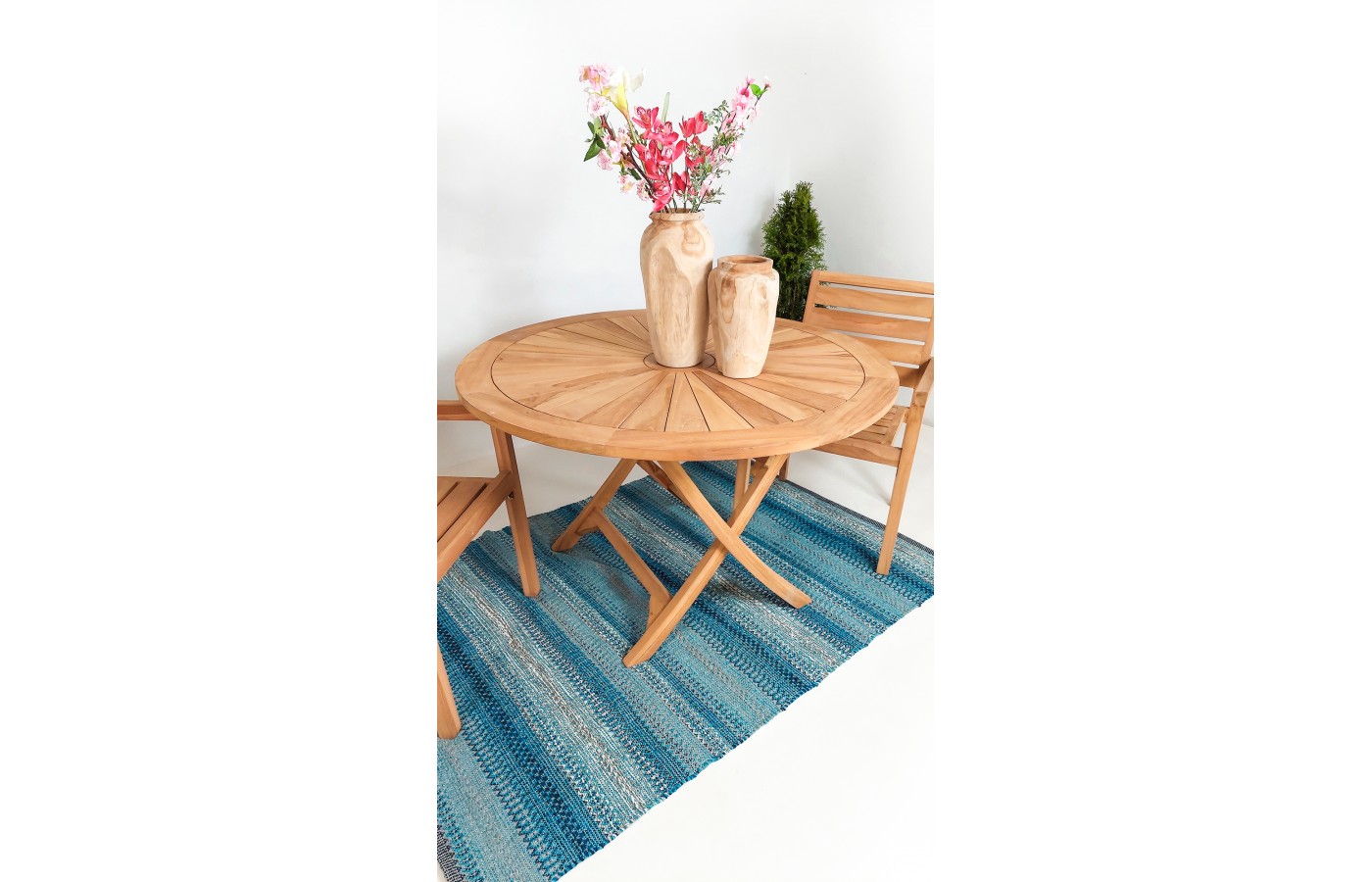 stol ogrodowy okragly matahari 120 cm teak 1