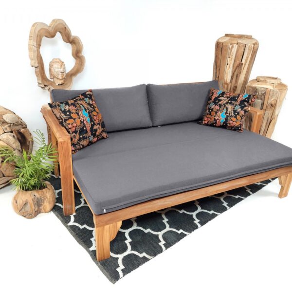 sofa ogrodowa rozsuwana z poduchami teak 2