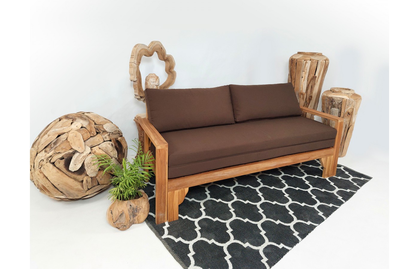 sofa ogrodowa rozsuwana z poduchami teak 3